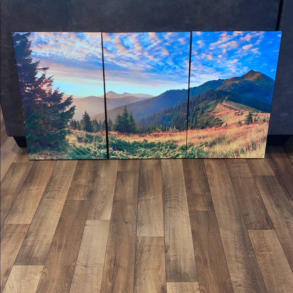 Scenic Mountain Landscape Triptych Wall Art